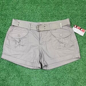 Y2K Deadstock  Bongo Grey Belted Cargo Shorts with Pocket Detail Size 9